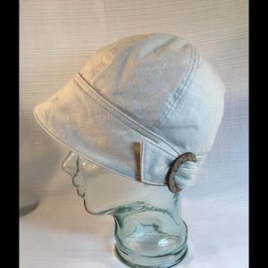 Beige Linen Nine West Cloche Hat